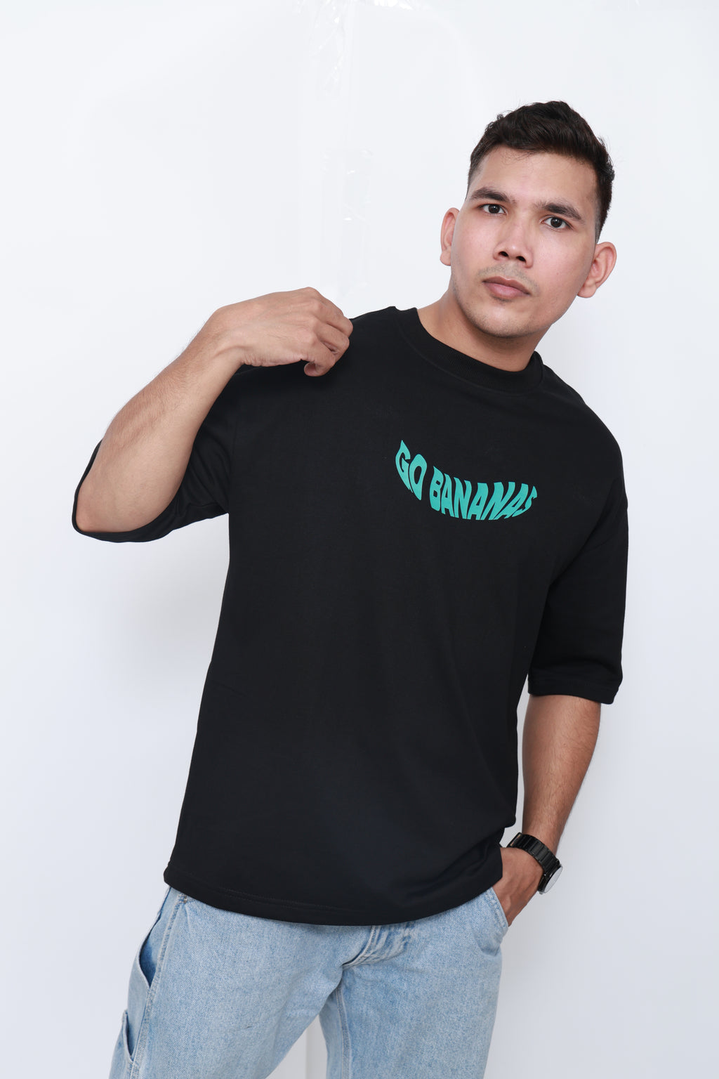 Go Bananas – Black Oversized Ape Energy Graphic Tee