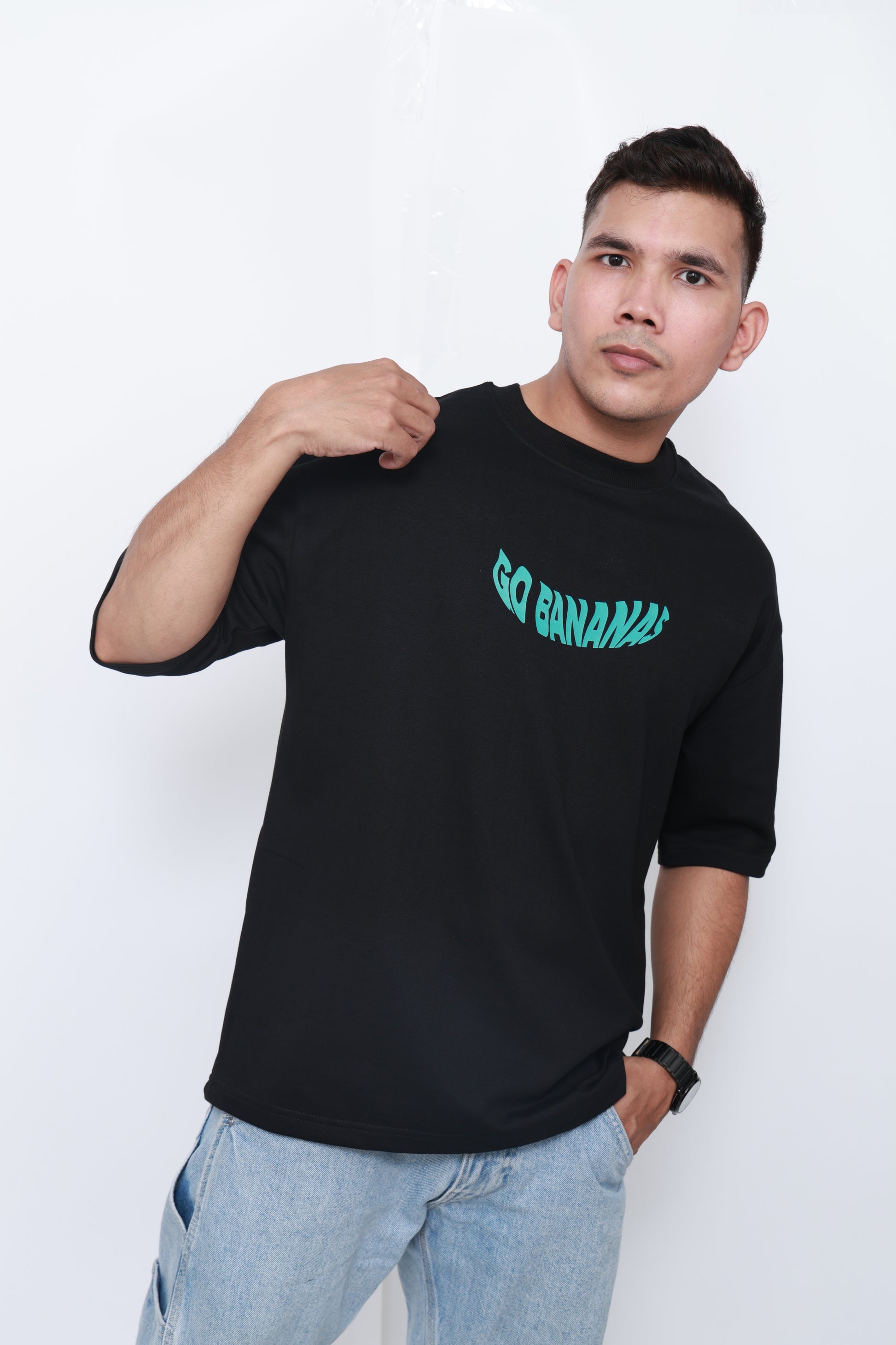 Go Bananas – Black Oversized Ape Energy Graphic Tee
