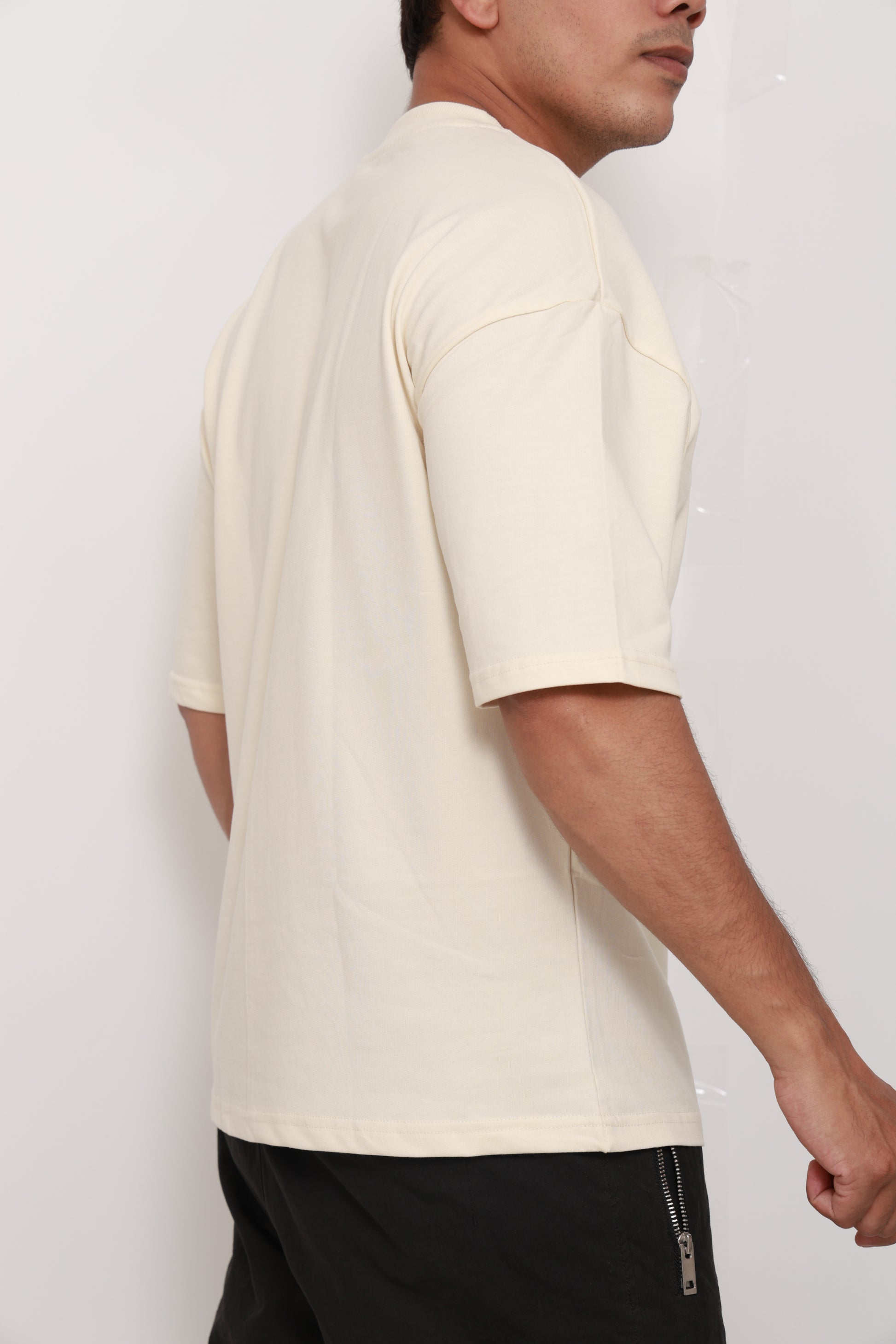 "VILDLIFE Ivory mist off white Solid Oversized T-shirt – Premium streetwear for bold minimal style"