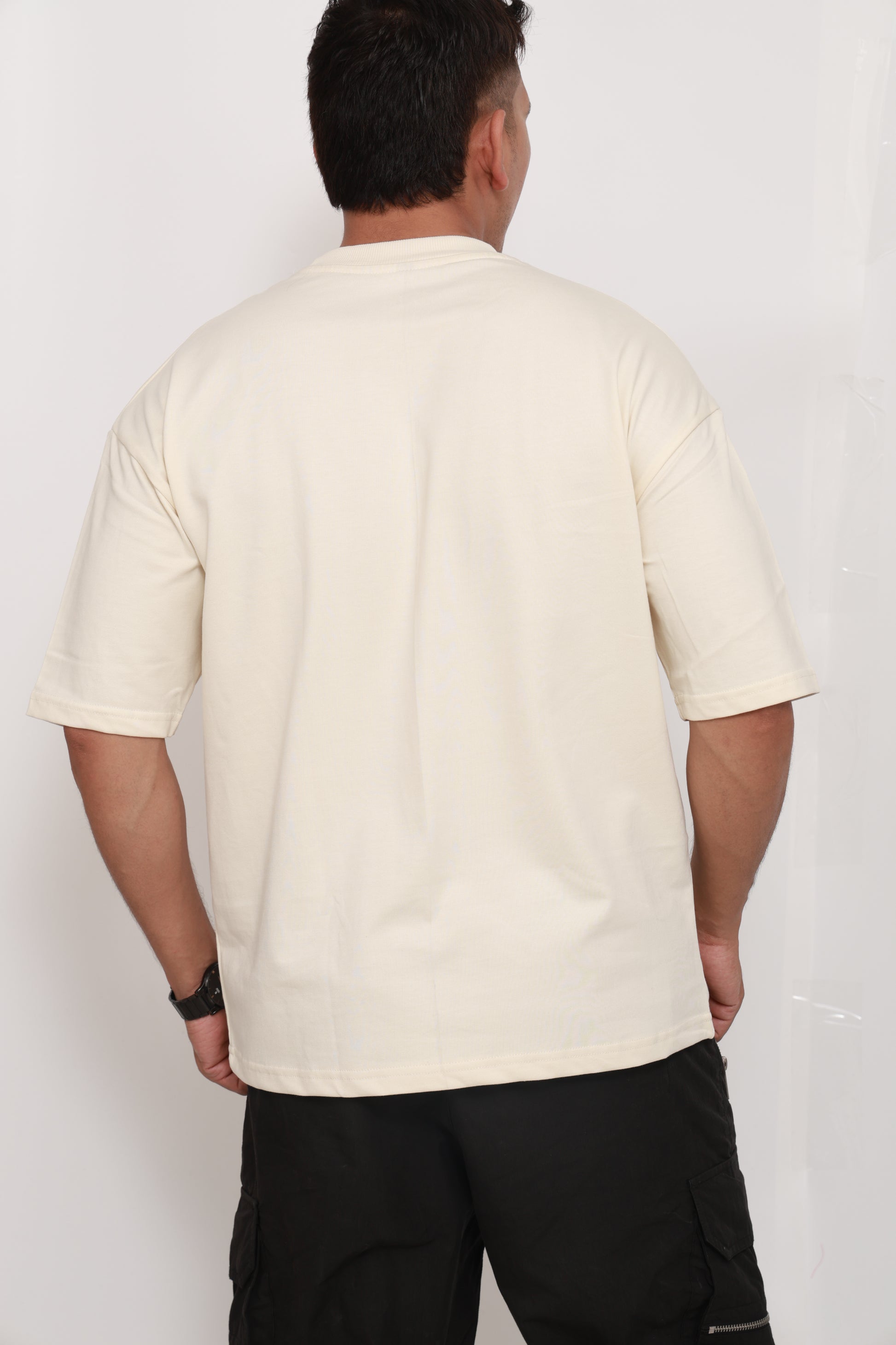 "VILDLIFE Off White Solid Oversized T-shirt – Premium streetwear for bold minimal style"
