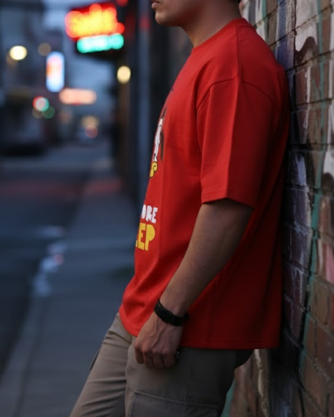 "Need More Sleep" — Oversized Graphic Red Tee | Vildlife