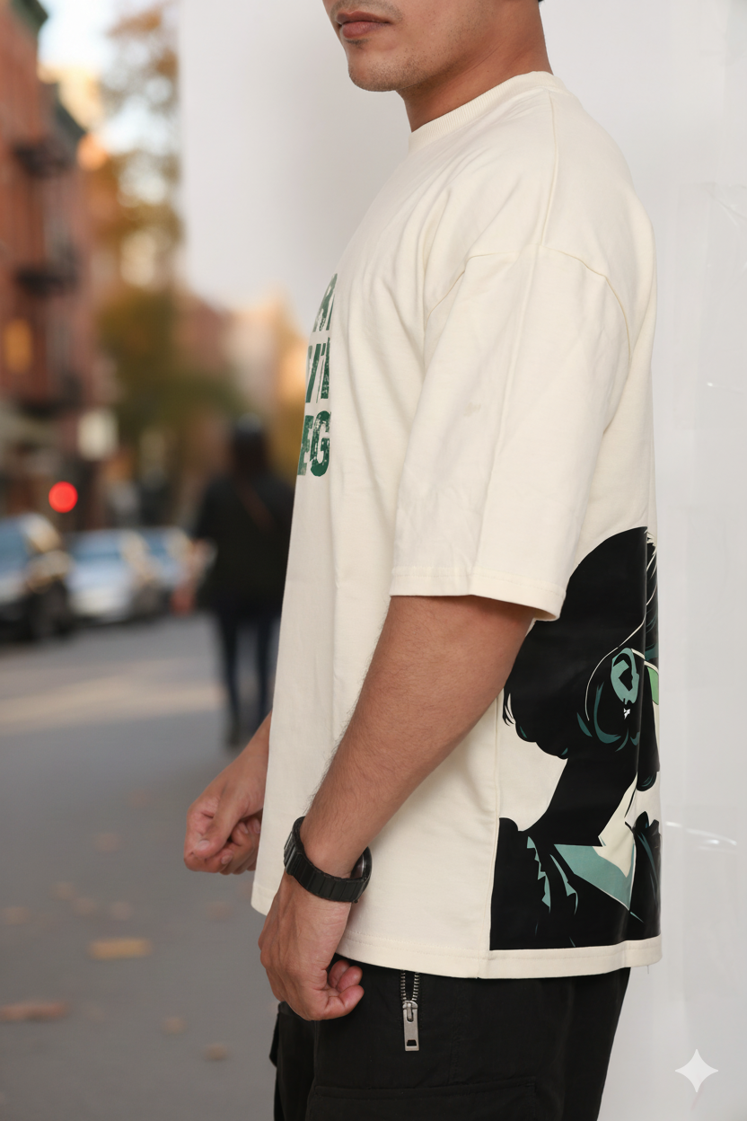 Rich Bitch Energy – Luxe Beige Power Statement - Oversized Tee