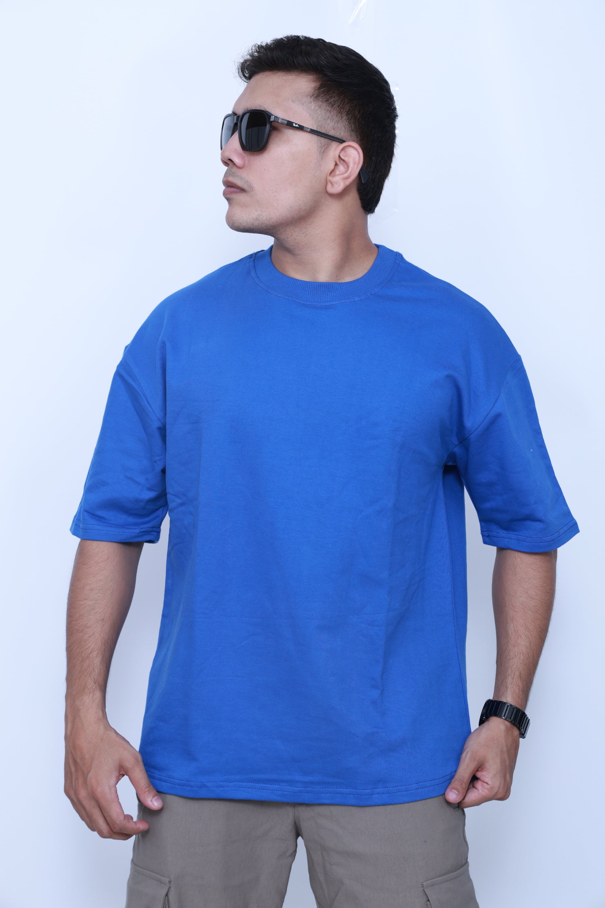 "VILDLIFE Royal Blue Solid Oversized T-shirt – Premium streetwear for bold minimal style"