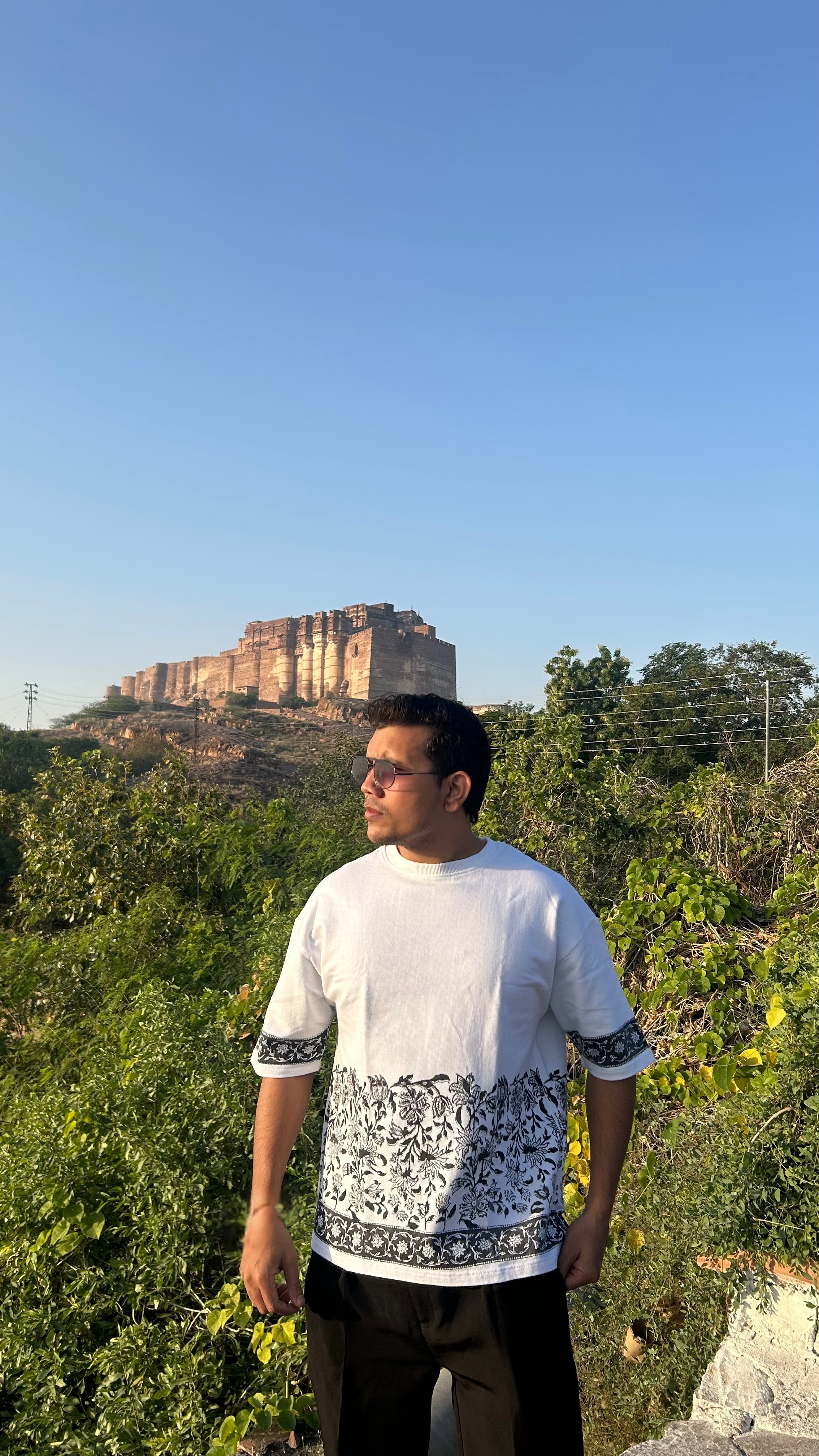 VILDLIFE -The Ink Garden from the " Echoes of Indigo "|Oversized Block Print T-shirt