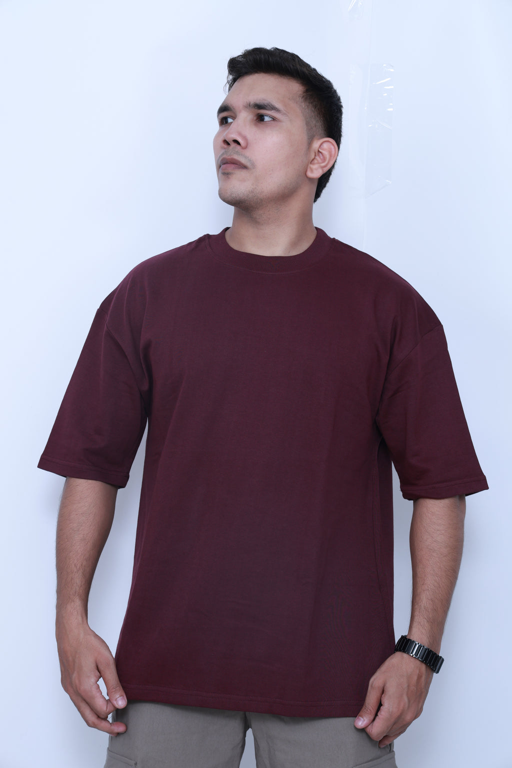 VILDLIFE Wine Oversized T-shirt – Minimal solid color streetwear"