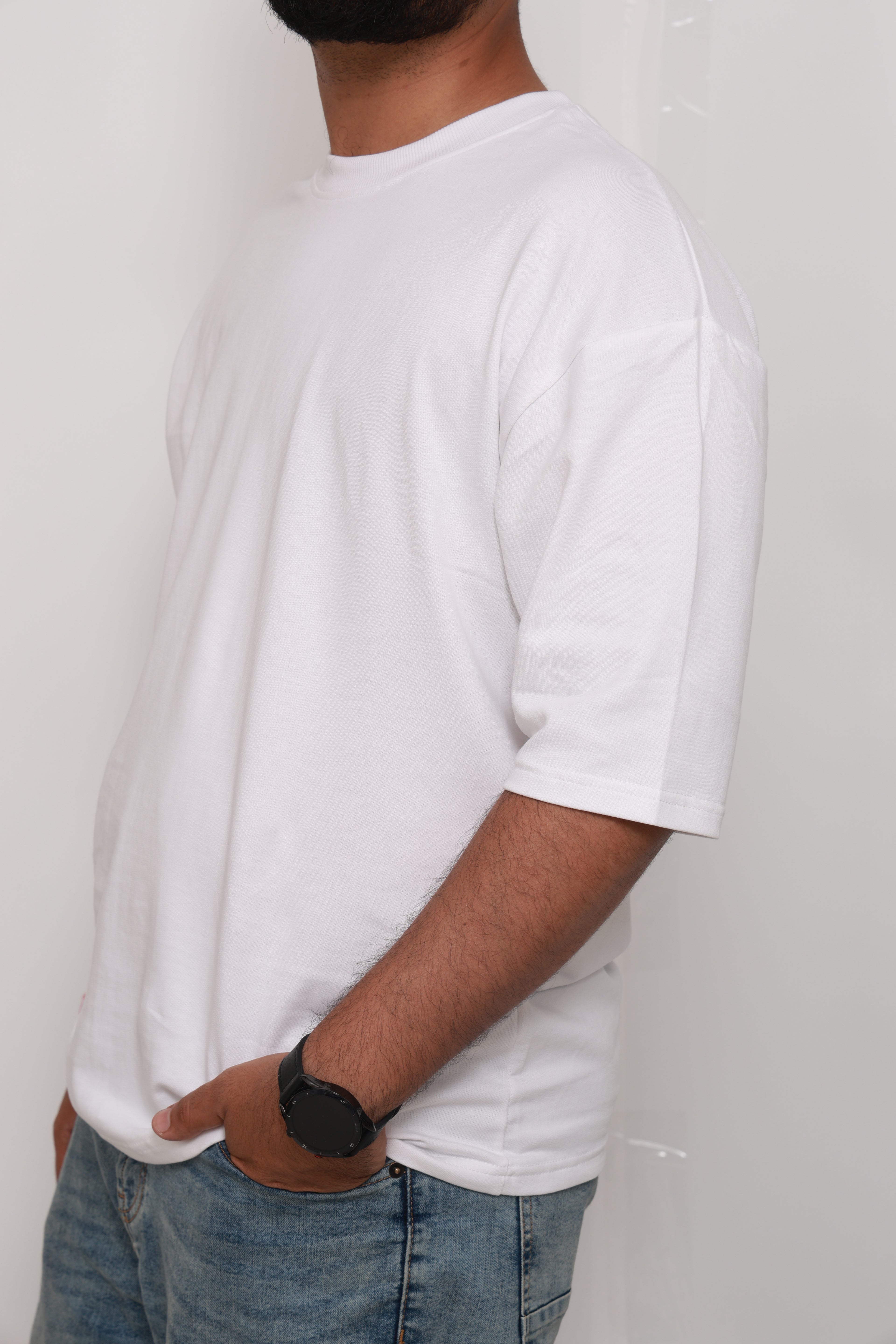 "VILDLIFE White Frost Solid Oversized T-shirt – Premium streetwear for bold minimal style"