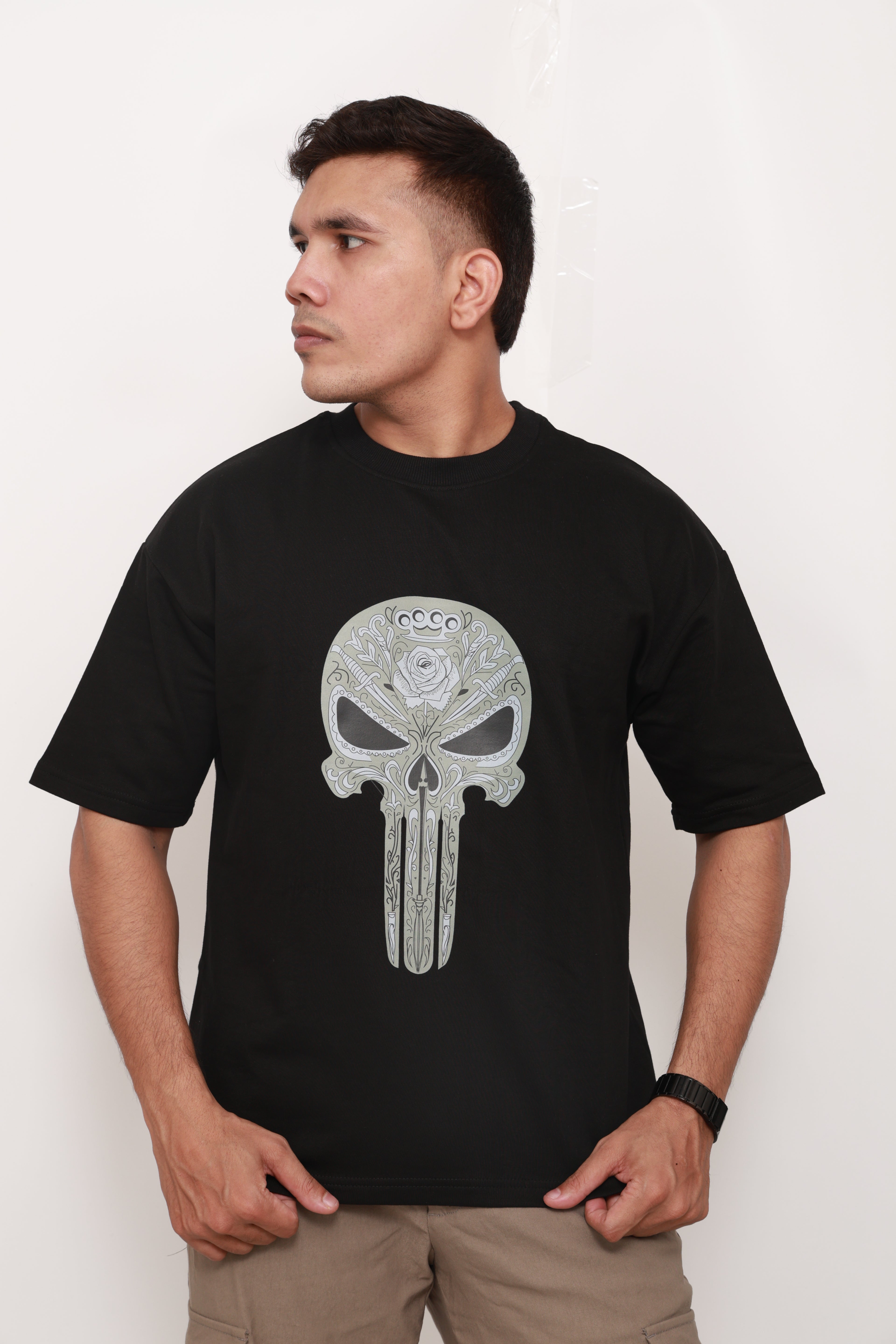 Death Is an Art – Noir Skull Edition- Oversized Graphic Tee