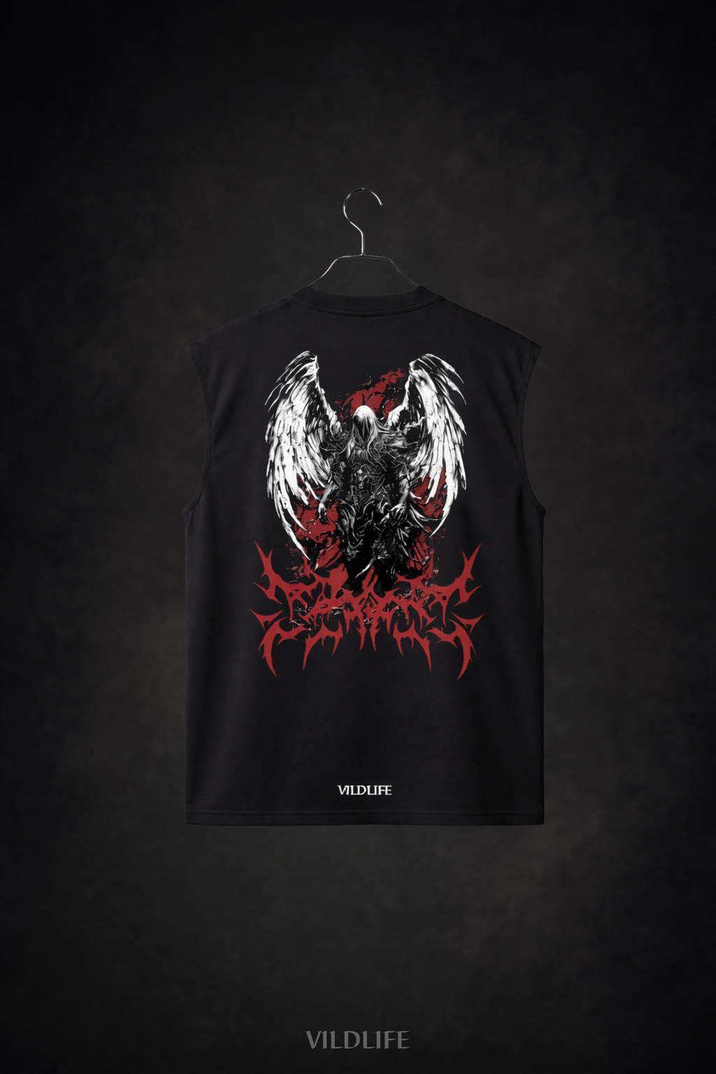Fallen Grace Graphic Gym Vest – Oversized Sleeveless Tank (Black)