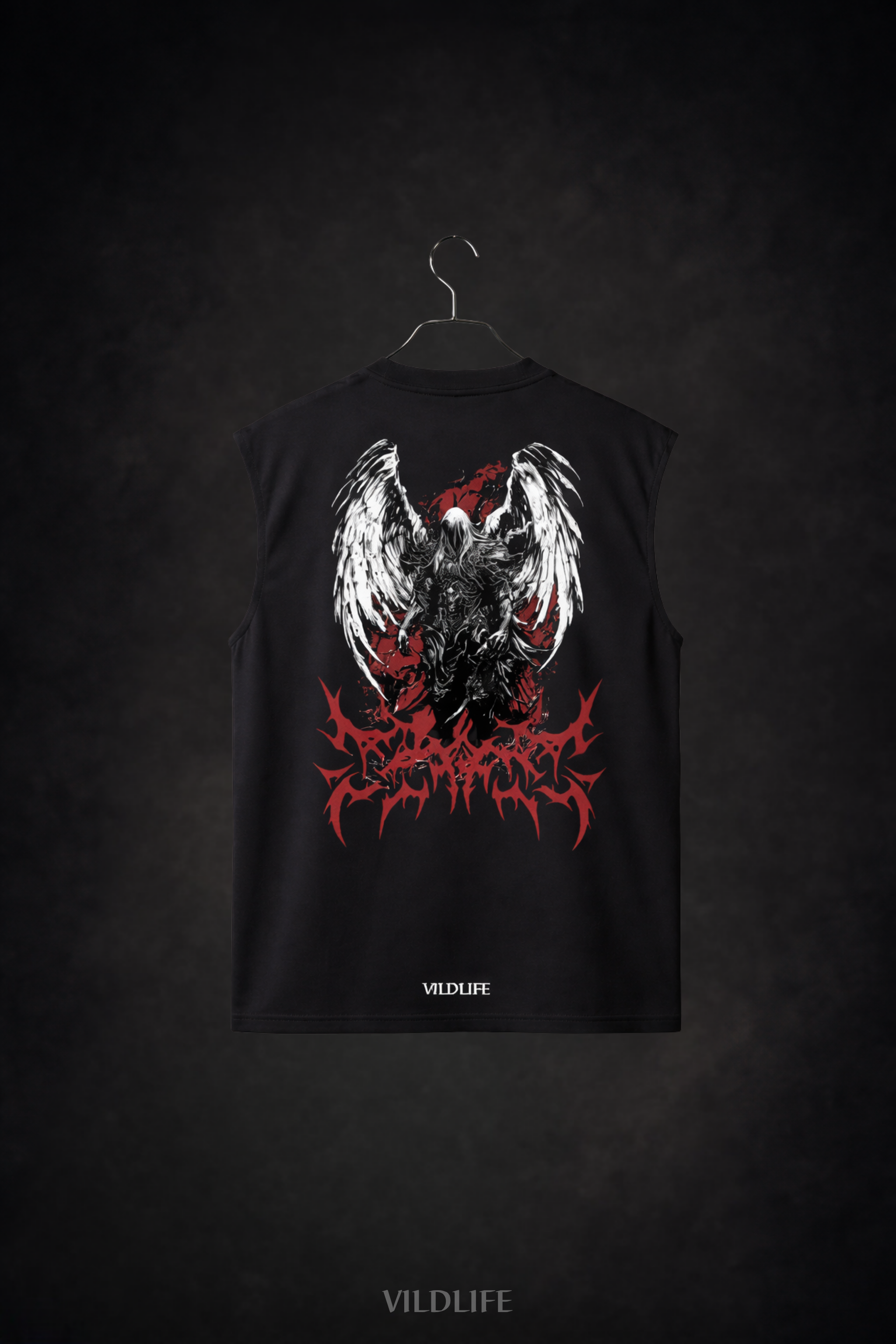 Fallen Grace Graphic Gym Vest – Oversized Sleeveless Tank (Black)