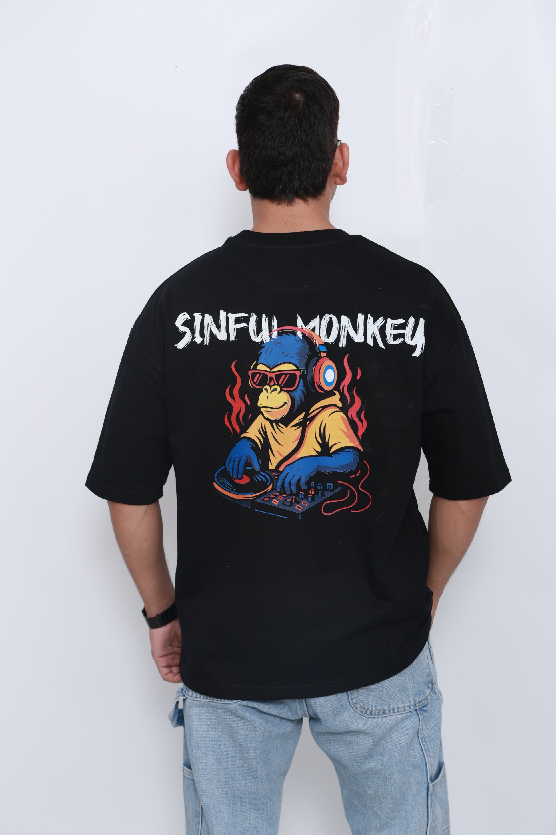 Sinful Monkey – Black Oversized Graphic Tee
