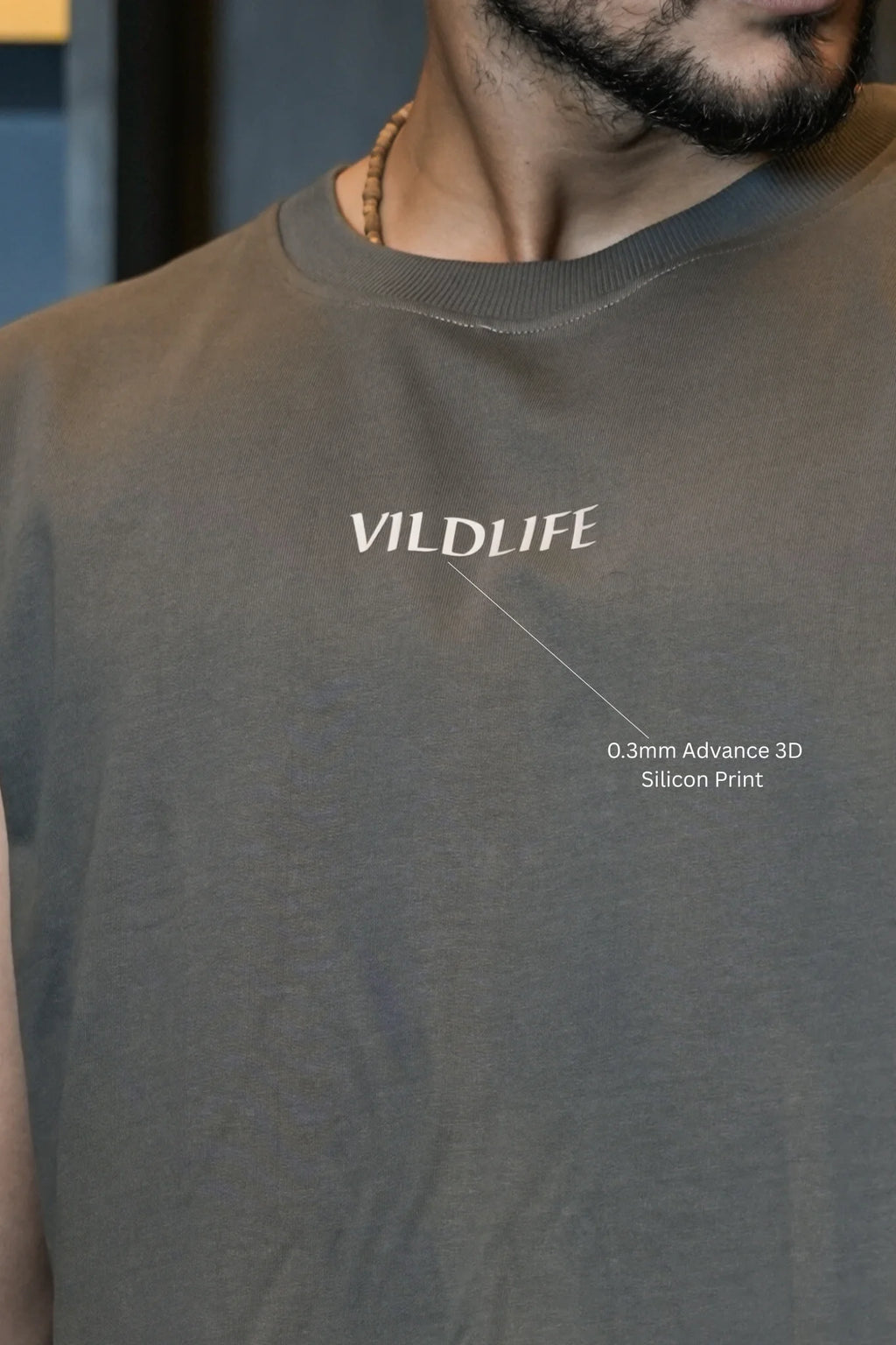 “VILDLIFE Stay Vild oversized skull graphic gym vest for men – edgy streetwear workout tank.”